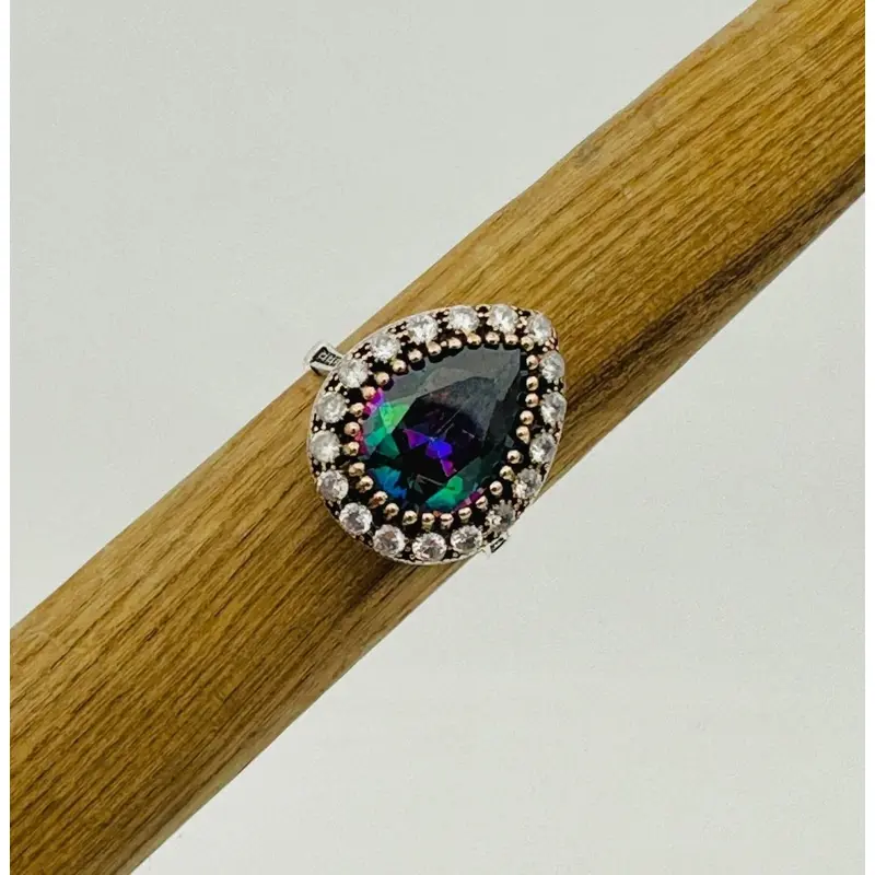 Handmade 925 Sterling Silver Mystic Topaz Ring for Women - Vintage Multi-Color Gemstone Gift