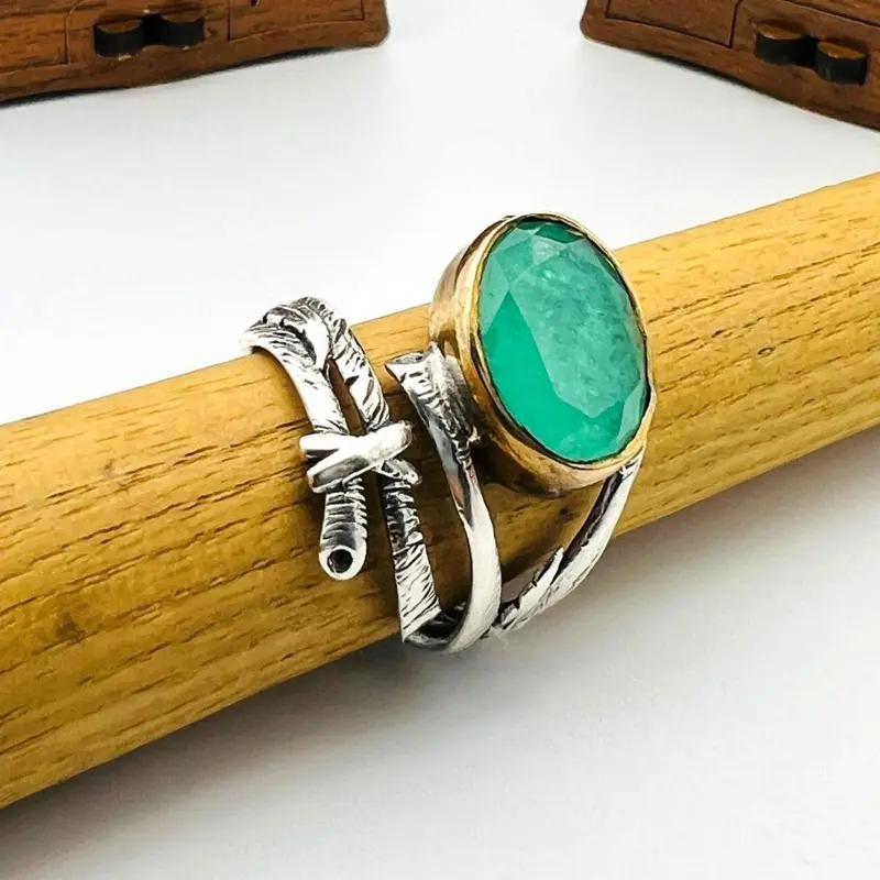 Timeless Green Tourmaline Ring | Turkish Handcrafted 925K Sterling Silver Adjustable Women's Vintage Jewelry
