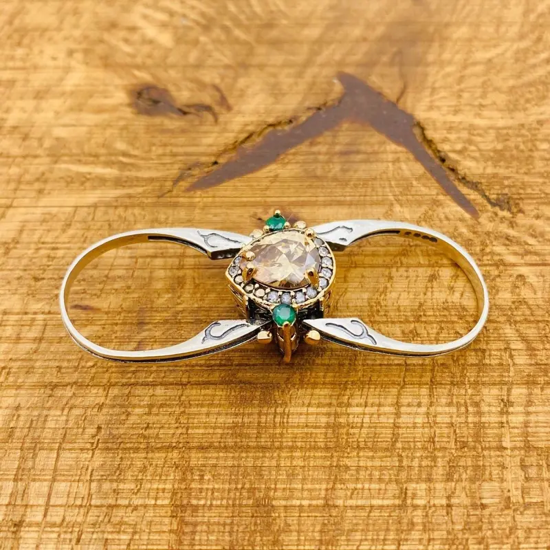 Handmade 925 Sterling Silver Reversible Gemstone Ring | Dual-Style Customizable Turkish Jewelry