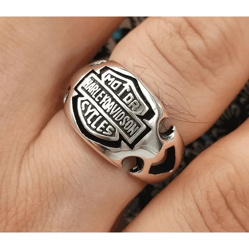 Harley Davidson Motorcycle Signet Ring - 925 Sterling Silver Biker Jewelry, Handmade Turkish Gift for Him