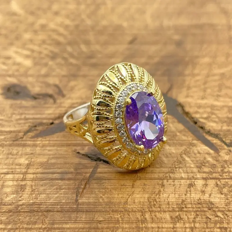 Handmade Turkish Amethyst 925K Sterling Silver Ring for Women - Elegant Gemstone Jewelry