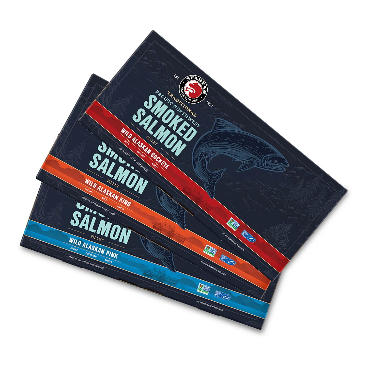 Smoked Wild Salmon Fillet Trio 3 Pounds