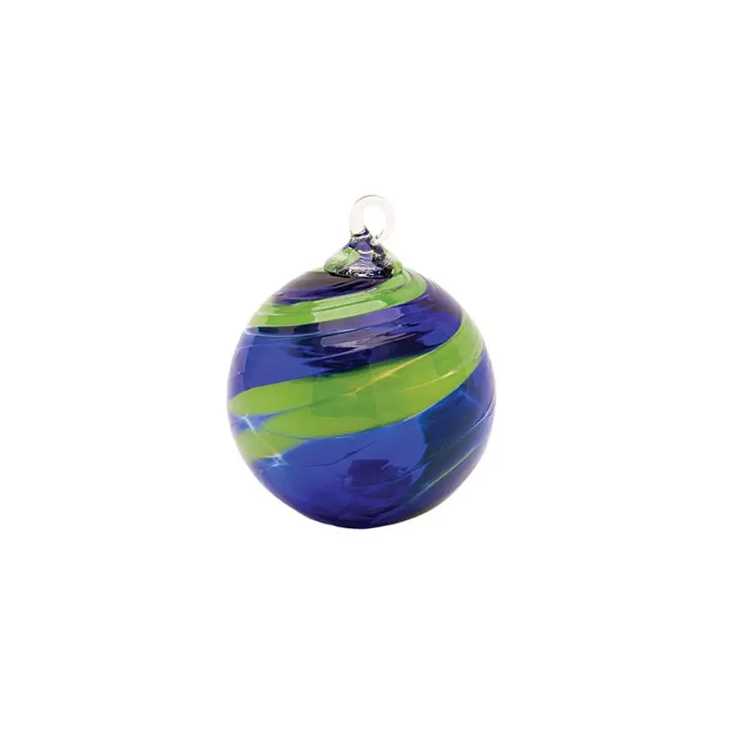Sunday Blue Hand Blown Glass Round Ornament