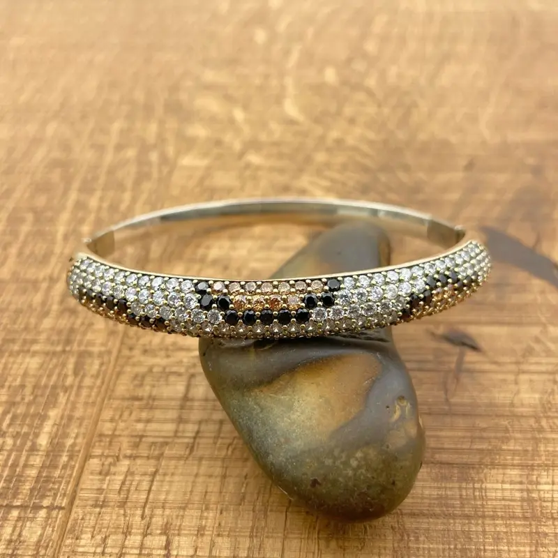 Artisan Turkish Multi-Stone Bangle Bracelet | 925 Sterling Silver Handmade Jewelry Gift