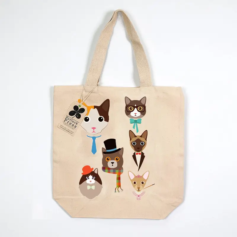 Cat Characters Canvas Tote