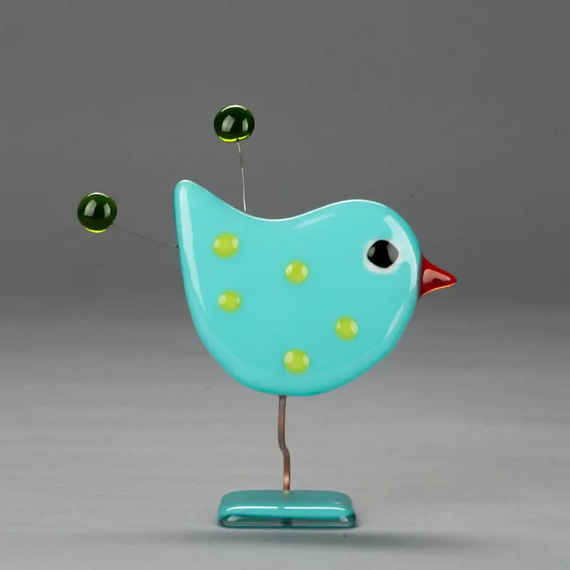 *Fused Glass Bird Aqua