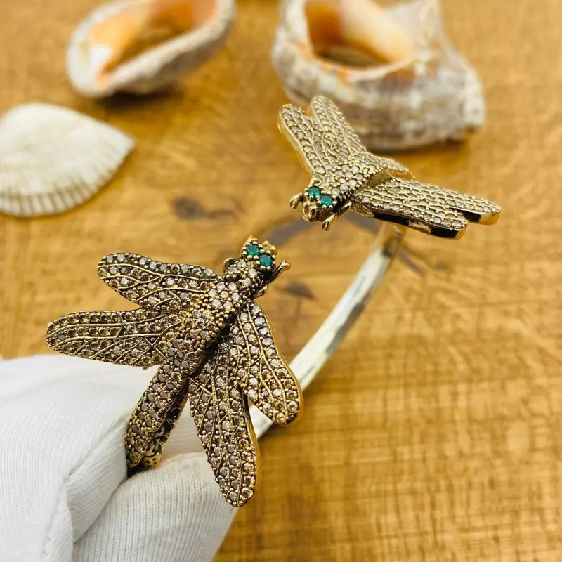 Handmade 925 Sterling Silver Citrine Butterfly Bracelet for Women