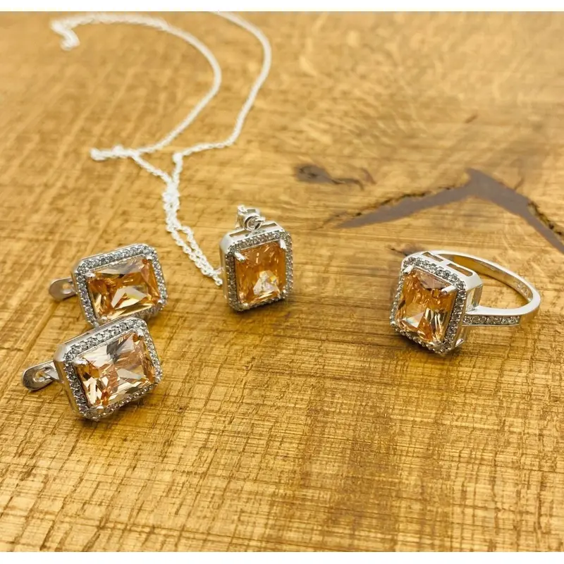 Radiant Citrine & 925 Sterling Silver Jewelry Set for Women | Handmade Turkish Artisan Jewelry Gift