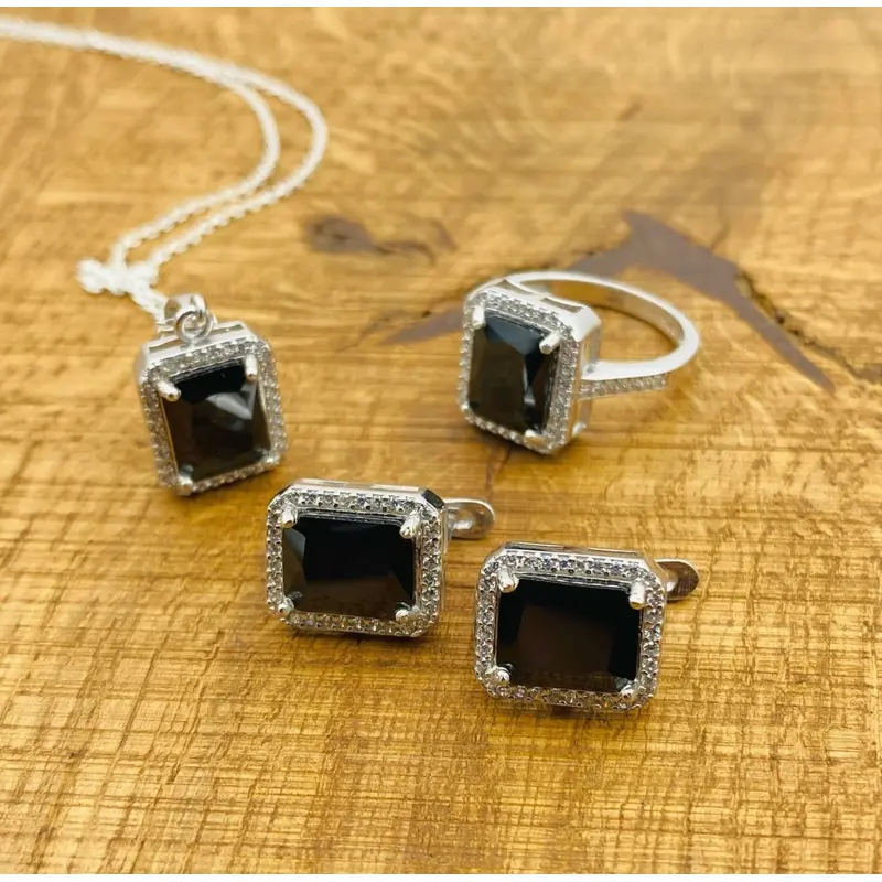 Striking Handmade 925 Sterling Silver Black Onyx Jewelry Set  Ring, Necklace & Earrings for Women | Gift Ready