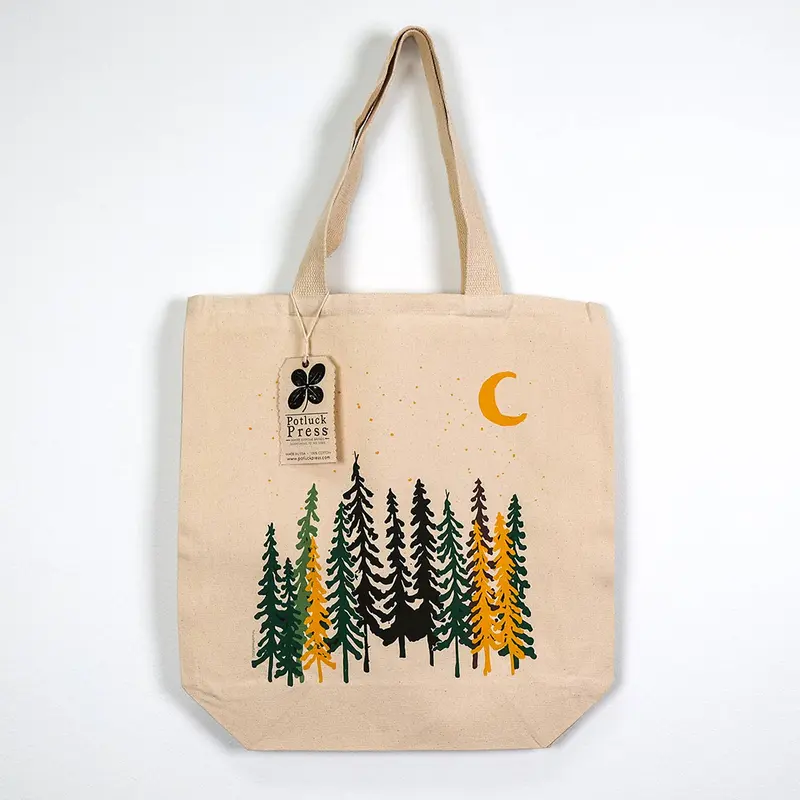 Tall Trees & Moon Canvas Tote