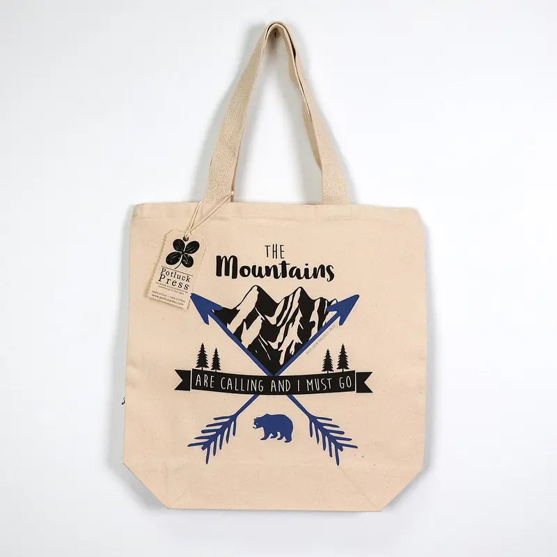 The Mountains Are Calling Canvas Tote