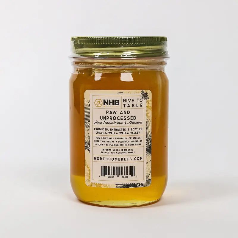 Walla Walla Raw Wildflower Honey, Mason Jar 17.5 oz