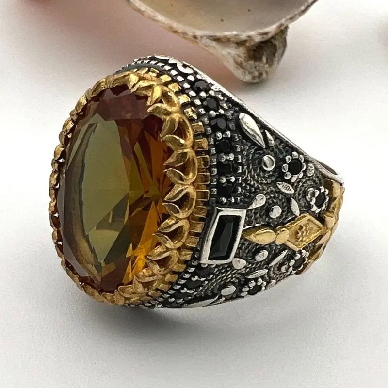 Handcrafted Men's Zultanite Color-Changing 925 Sterling Silver Ring | Unique Turkish Jewelry Gift for Him