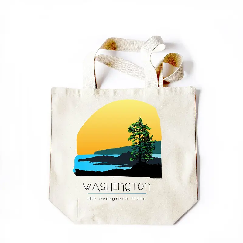 Washington The Evergreen State Canvas Tote