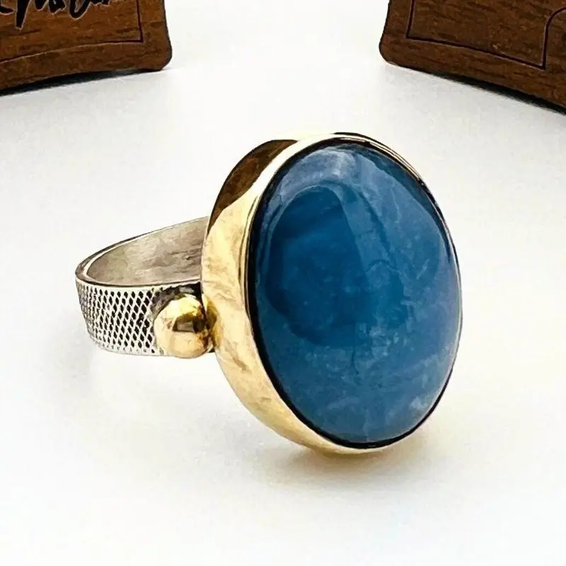 Exquisite Turkish Handmade Blue Tourmaline 925 Sterling Silver Women's Ring