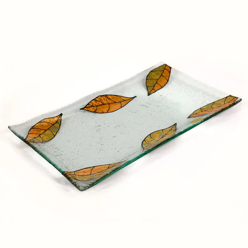 Golden Leaf Glass Platter
