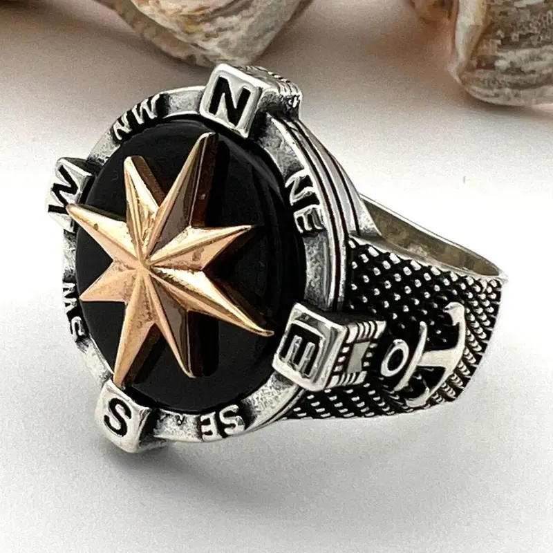 Handmade 925 Sterling Silver Men's Onyx Ring - Authentic Turkish Design for Him