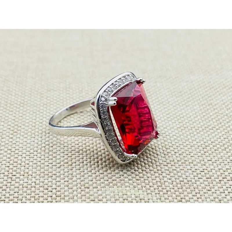 Handmade Turkish Vintage 925 Sterling Silver Ruby Gemstone Ring for Women