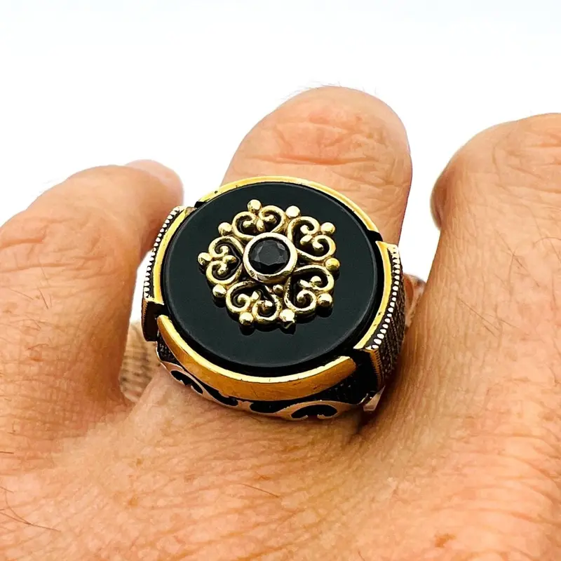 Men's Handmade Turkish Sterling Silver Onyx Ring | Authentic Artisan Craftsmanship Gift