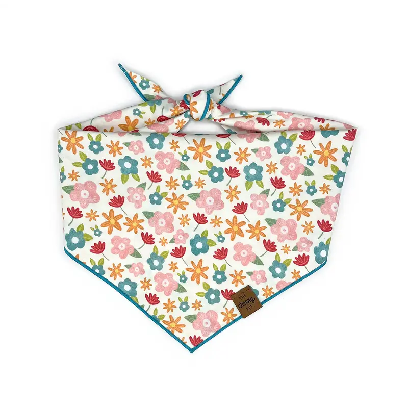 *Pink Floral Dog Bandana, Medium