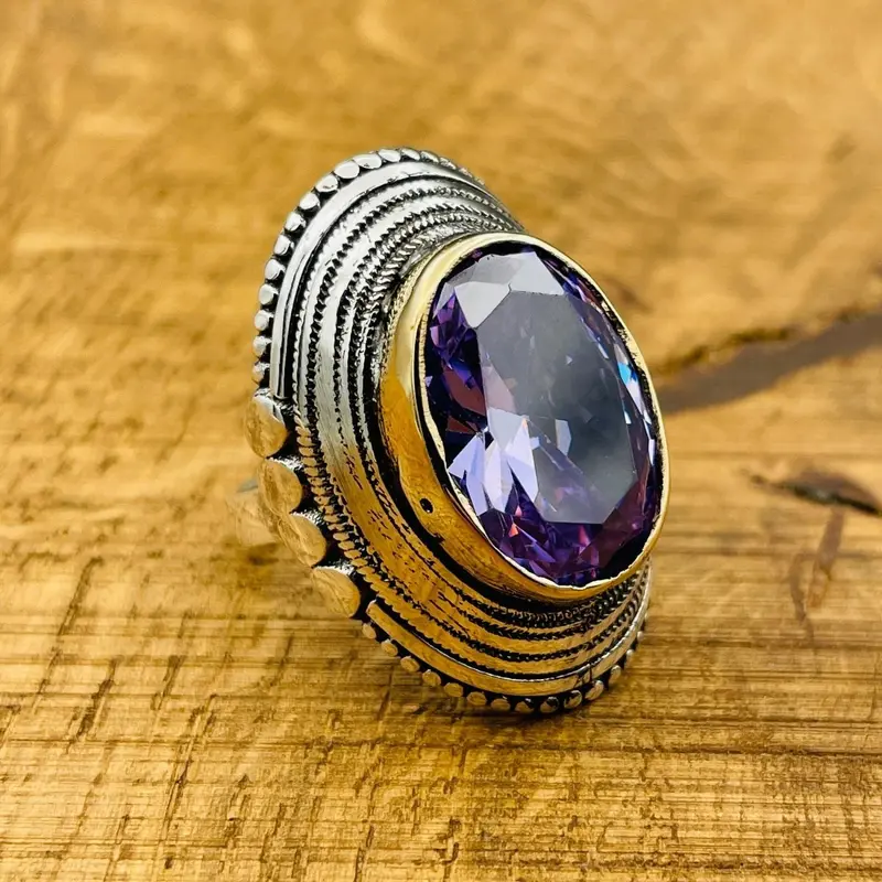 Authentic Turkish Handmade Amethyst 925 Sterling Silver Ring | Elegant Statement Jewelry for Her