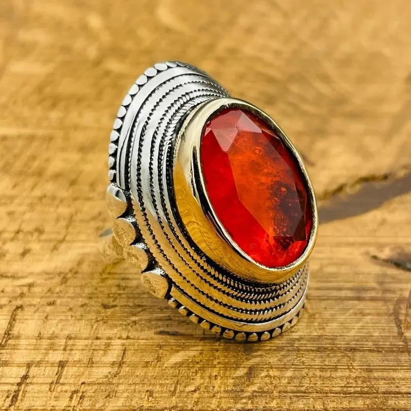 Bold Red Paraiba Tourmaline & 925 Sterling Silver Vintage Ring for Her