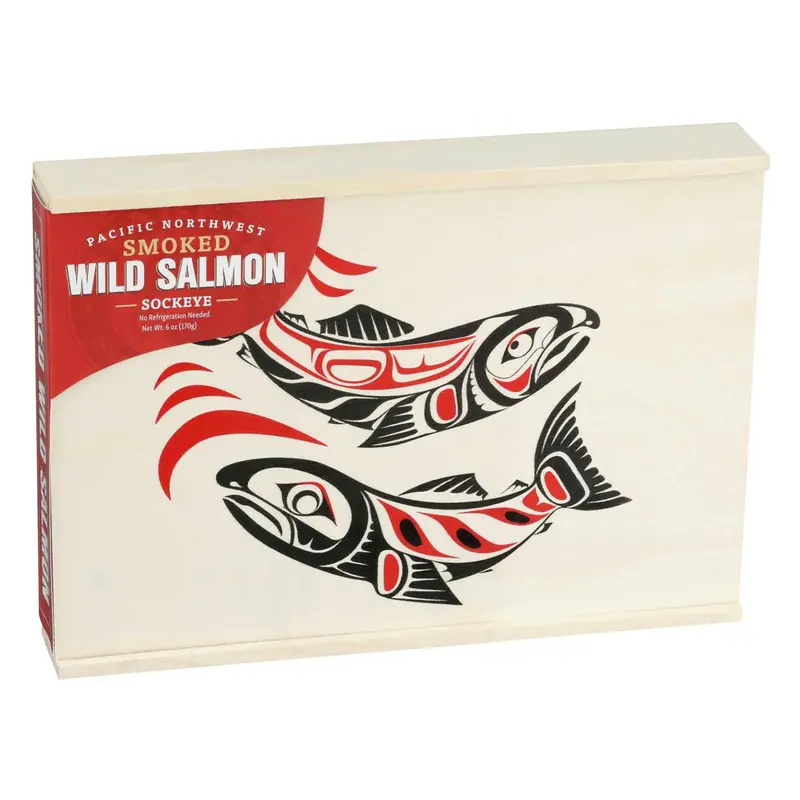 Pacific Northwest Smoked Wild Sockeye Salmon Totem Gift Box