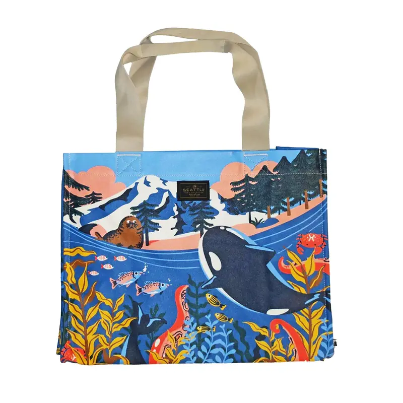 Seattle Underwater Orca Lifestyle Travel Tote