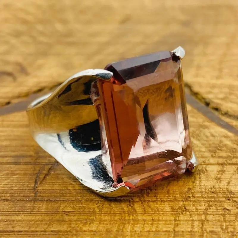 Elegant Handcrafted 925 Sterling Silver Pink Morganite Ring - Stackable & Birthstone Gift for Her