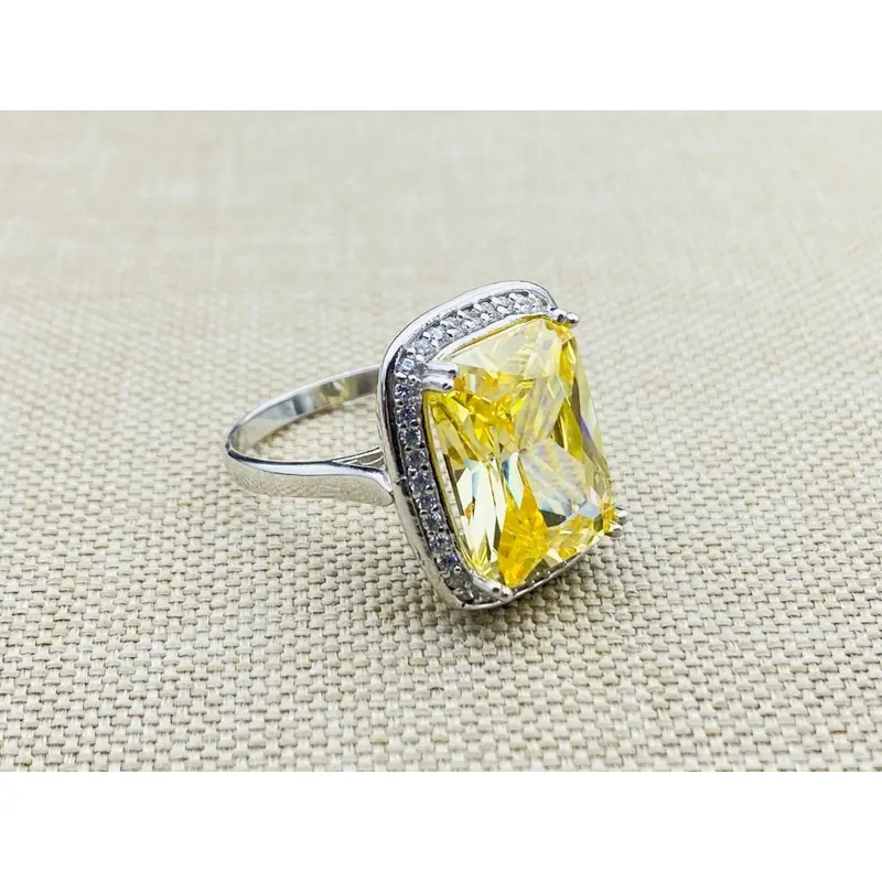 Handmade Vintage-Inspired 925 Sterling Silver Citrine Ring for Women - Radiant Yellow Gemstone