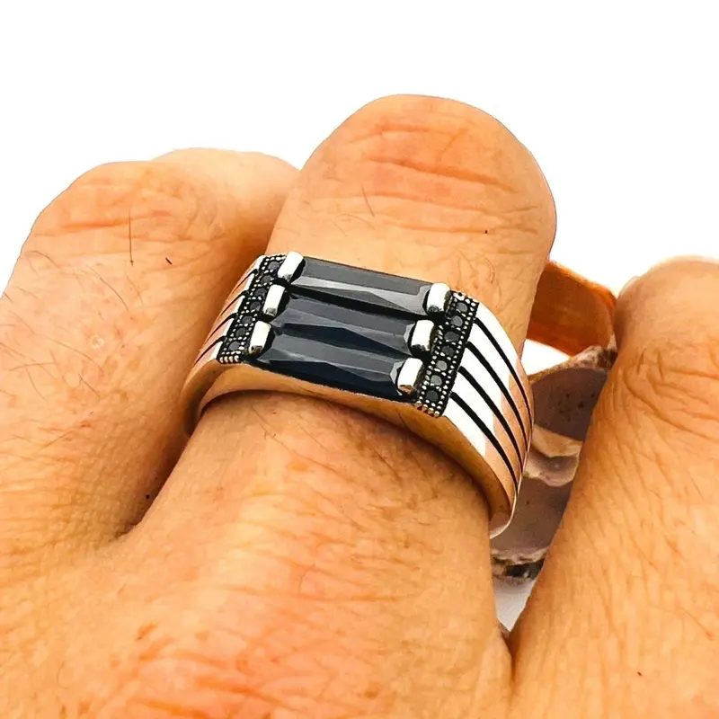 Men's Handmade 925 Sterling Silver Black Onyx Ring