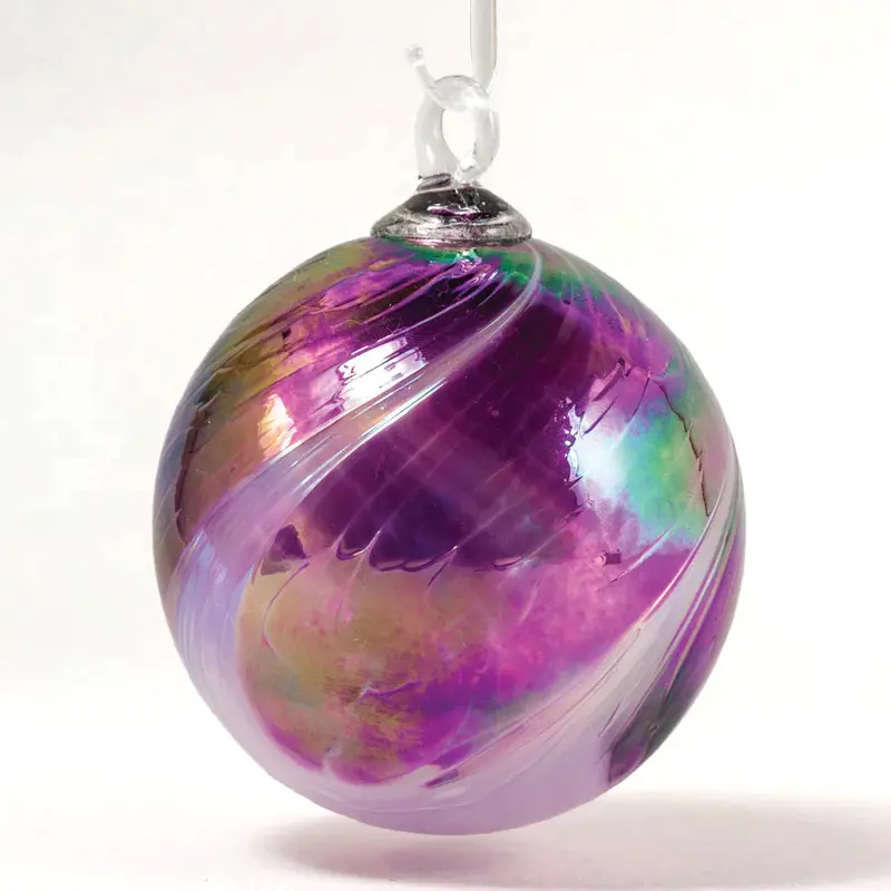 Salish Sea Spray Hand Blown Glass Round Ornament