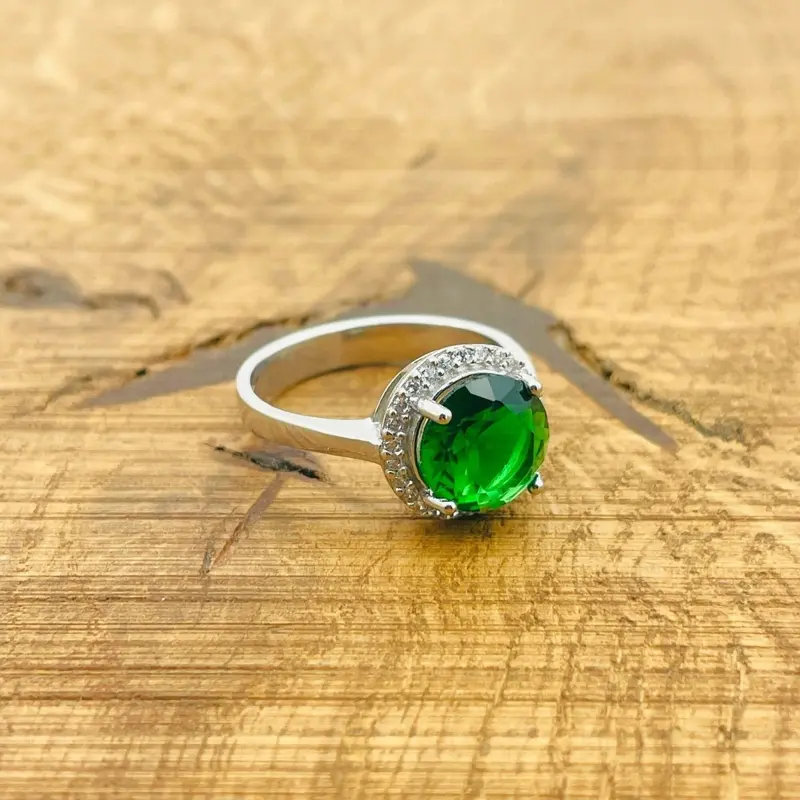 Vintage Emerald 925 Sterling Silver Ring for Women | Turkish Handmade Jewelry Gift