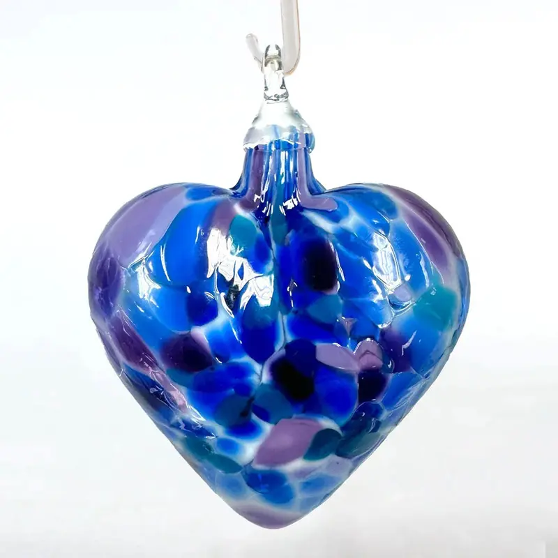 Violet Hand Blown Glass Heart Ornament