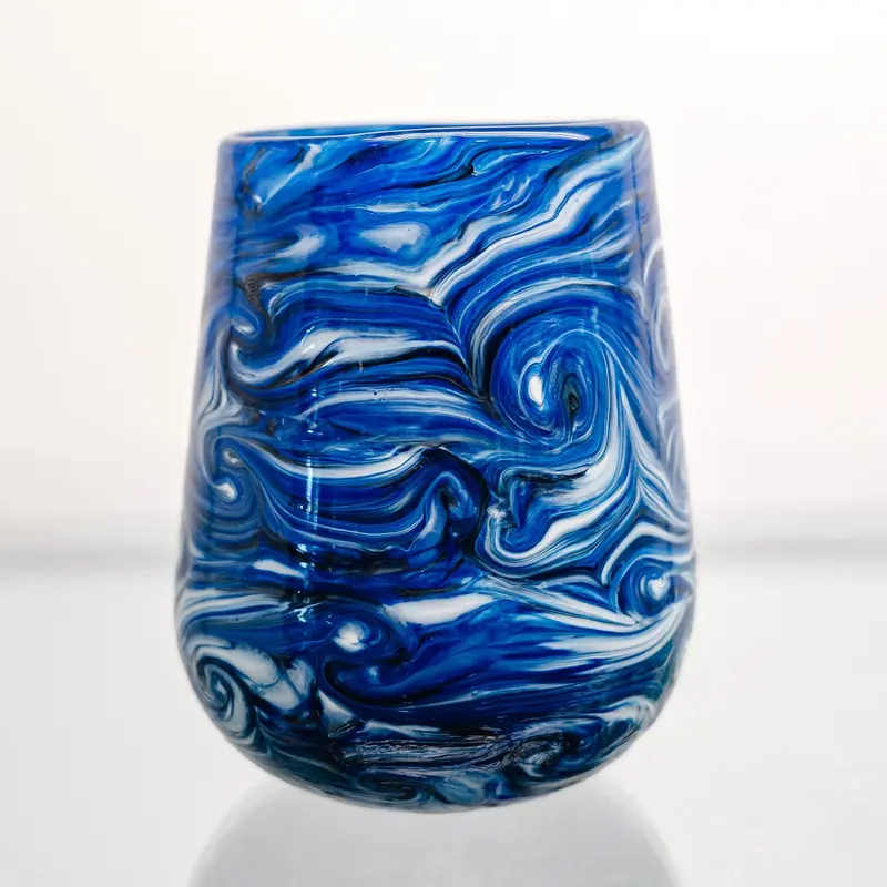 *Blue Glass Votive / Cups Hand Blown