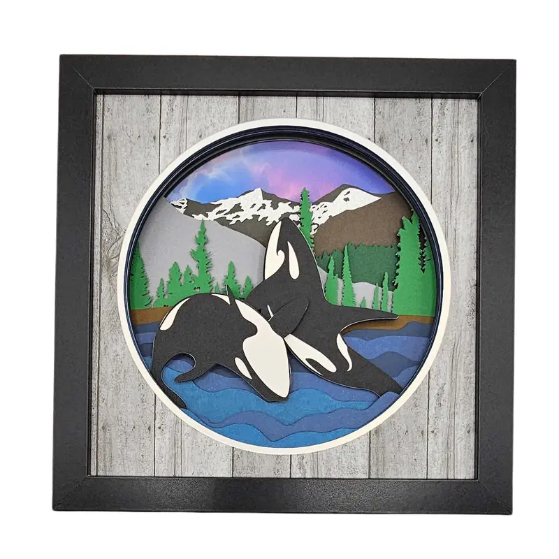 Breaching Orcas Shadow Box