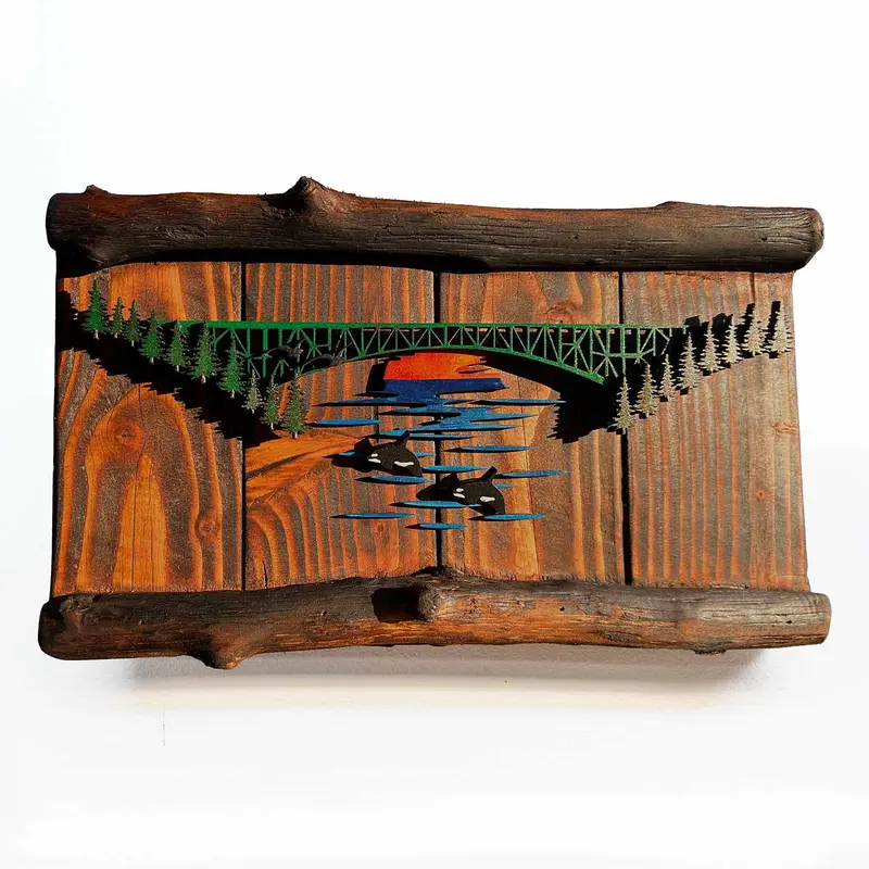 Deception Pass Scene Wood Sculpture