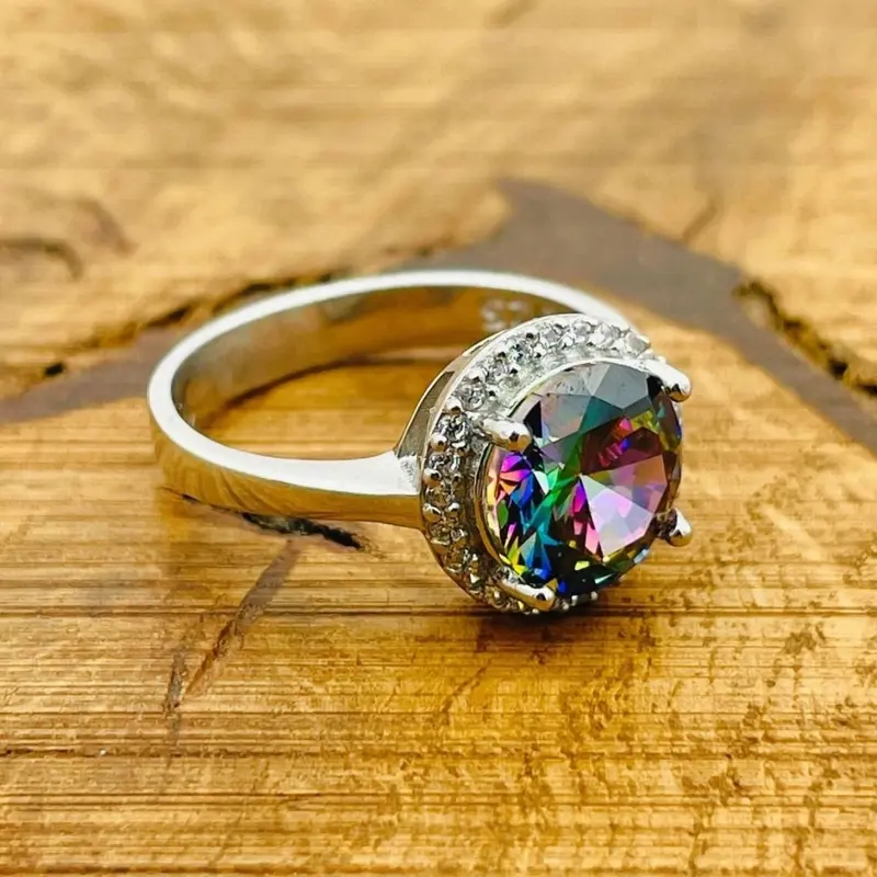 Handmade Turkish 925 Sterling Silver Mystic Topaz Ring - Minimalist & Unique Artisan Jewelry