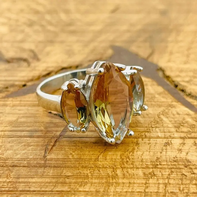 Natural Zultanite Three Stone Ring | Handmade Turkish 925 Sterling Silver | Elegant Gift for Her