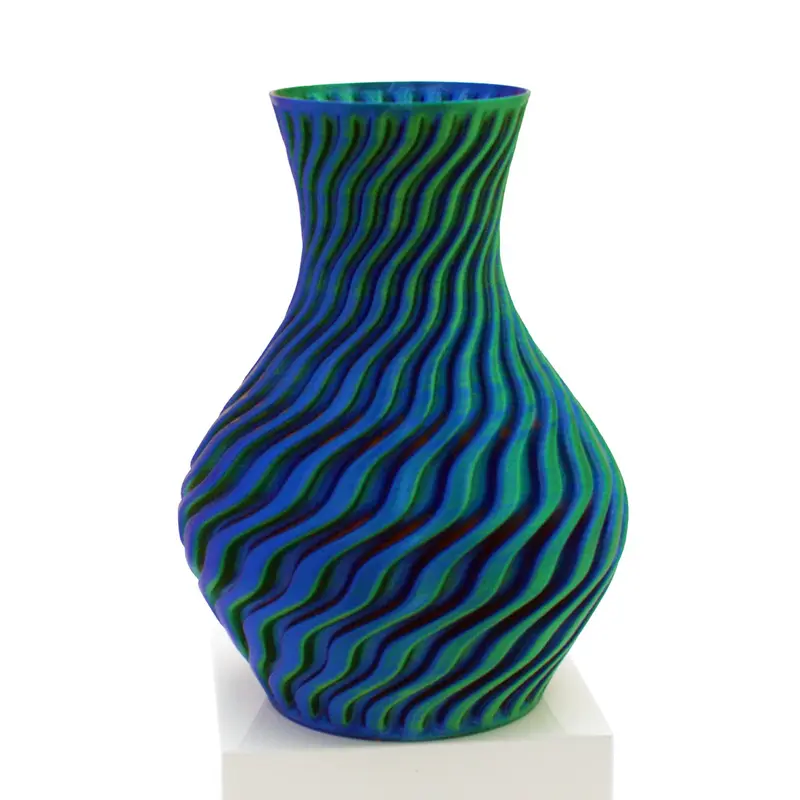 Dragon Vase Green Burnt Orange Blue 6 inch