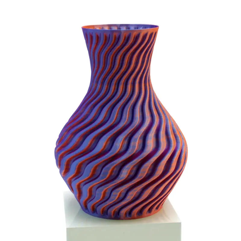 Dragon Vase Pink Light Blue Gold 6 inch