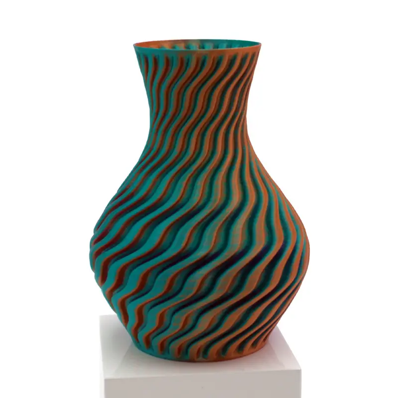 Dragon Vase Teal Burnt Orange Purple 6 inch