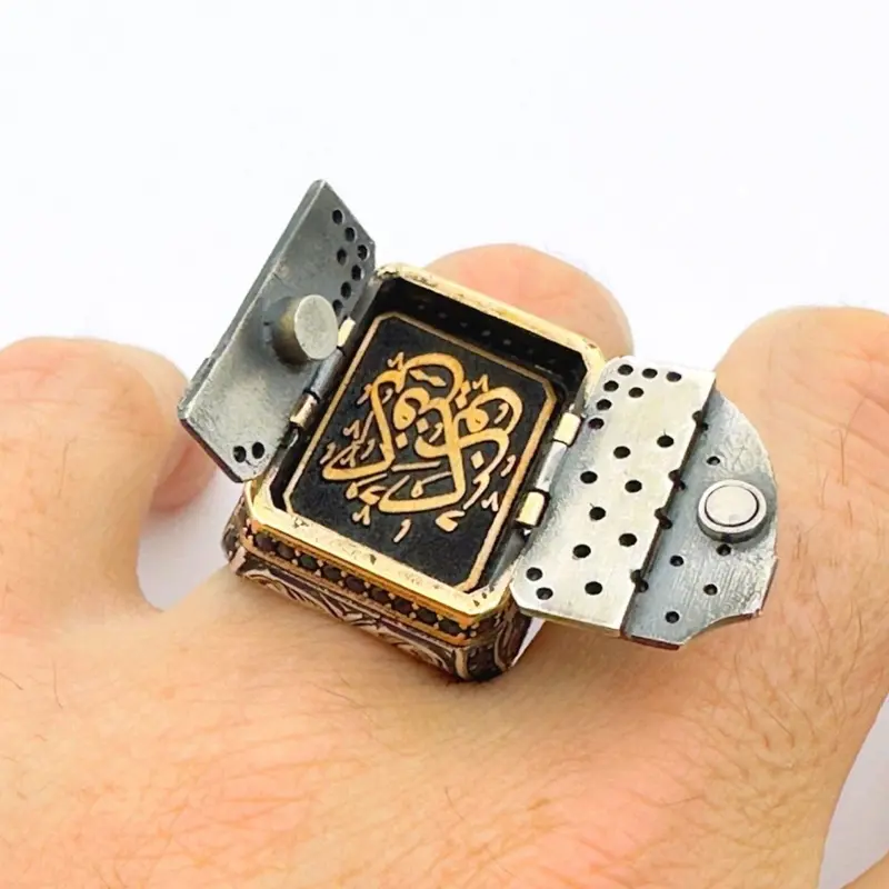 Handmade 925 Sterling Silver Kun Fe Yekun Islamic Men's Ring - Turkish Spiritual Verse Jewelry