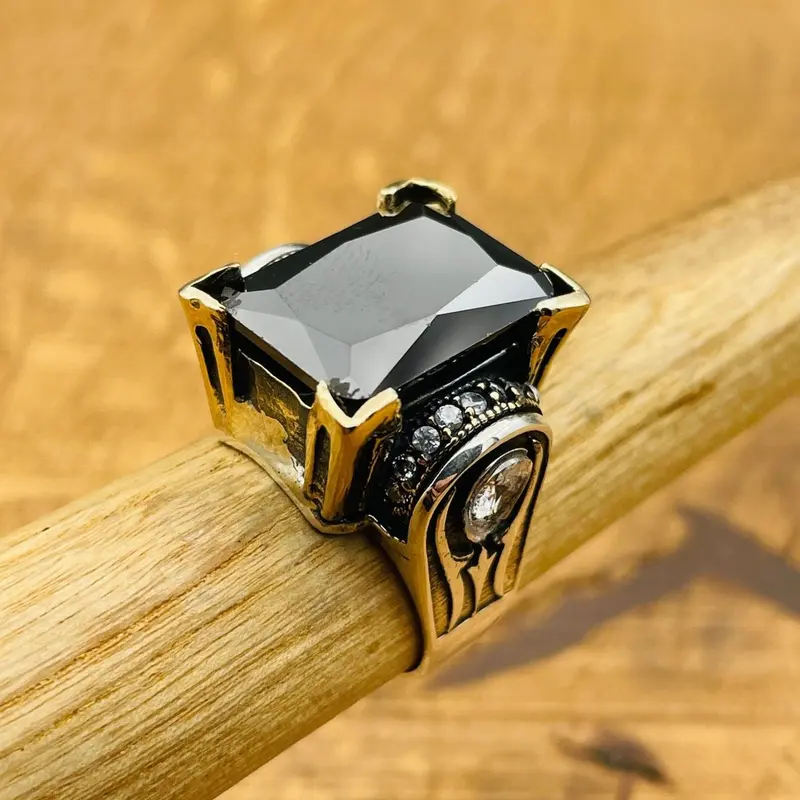 Handmade Sterling Silver Onyx Ottoman Ring for Women | Authentic Turkish Artisan Jewelry