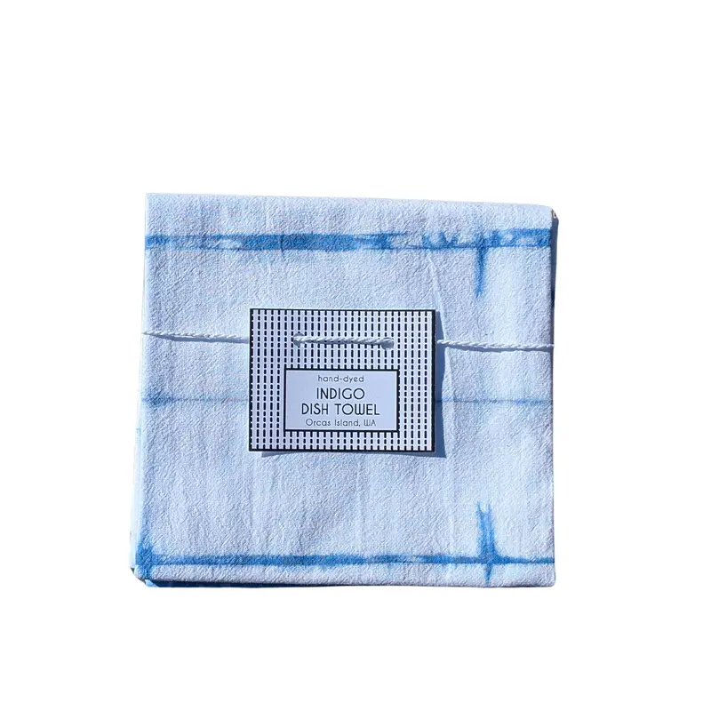 Indigo Dyed Cotton Dish Towel Striped