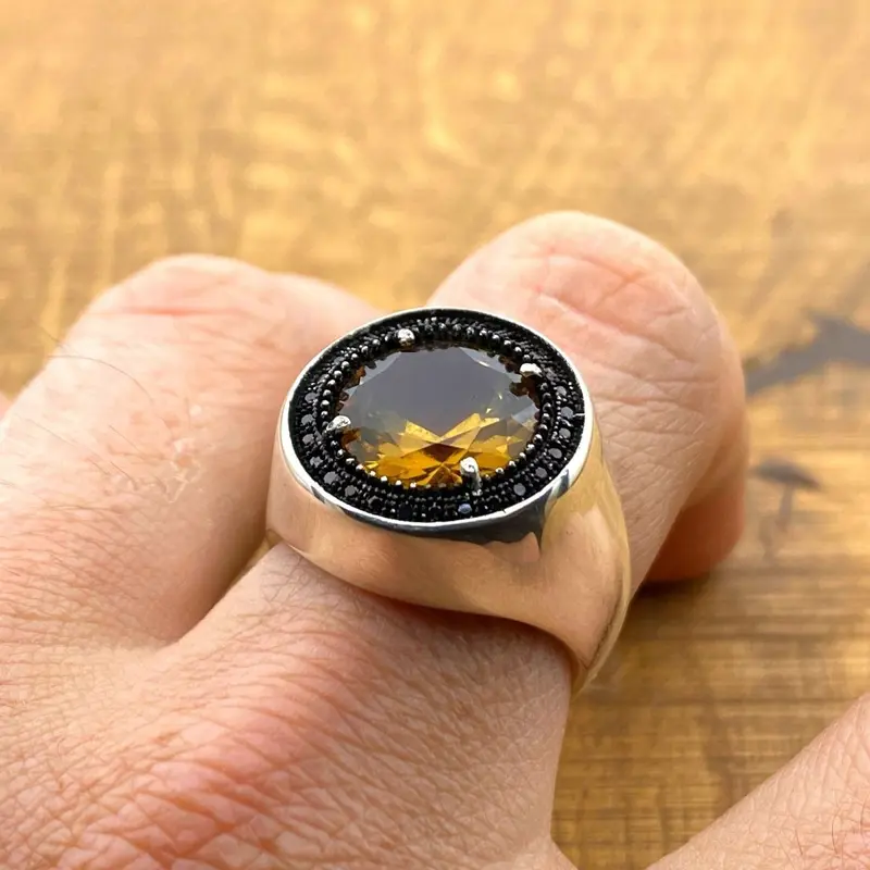 Men's Zultanite Color Change Sterling Silver Ring - Handmade Turkish Gemstone Jewelry