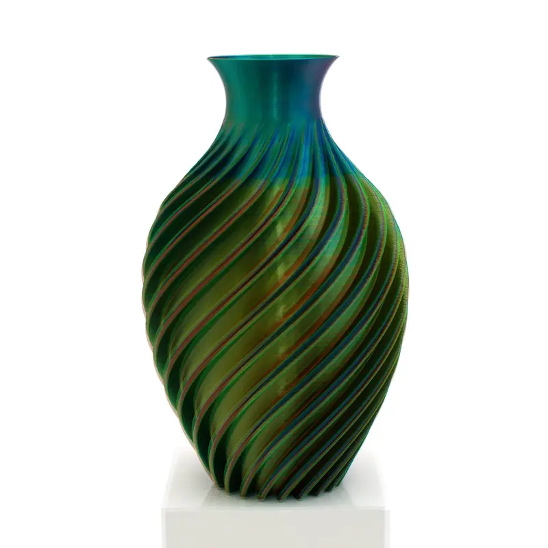 Siren Vase Green Burnt Orange Blue
