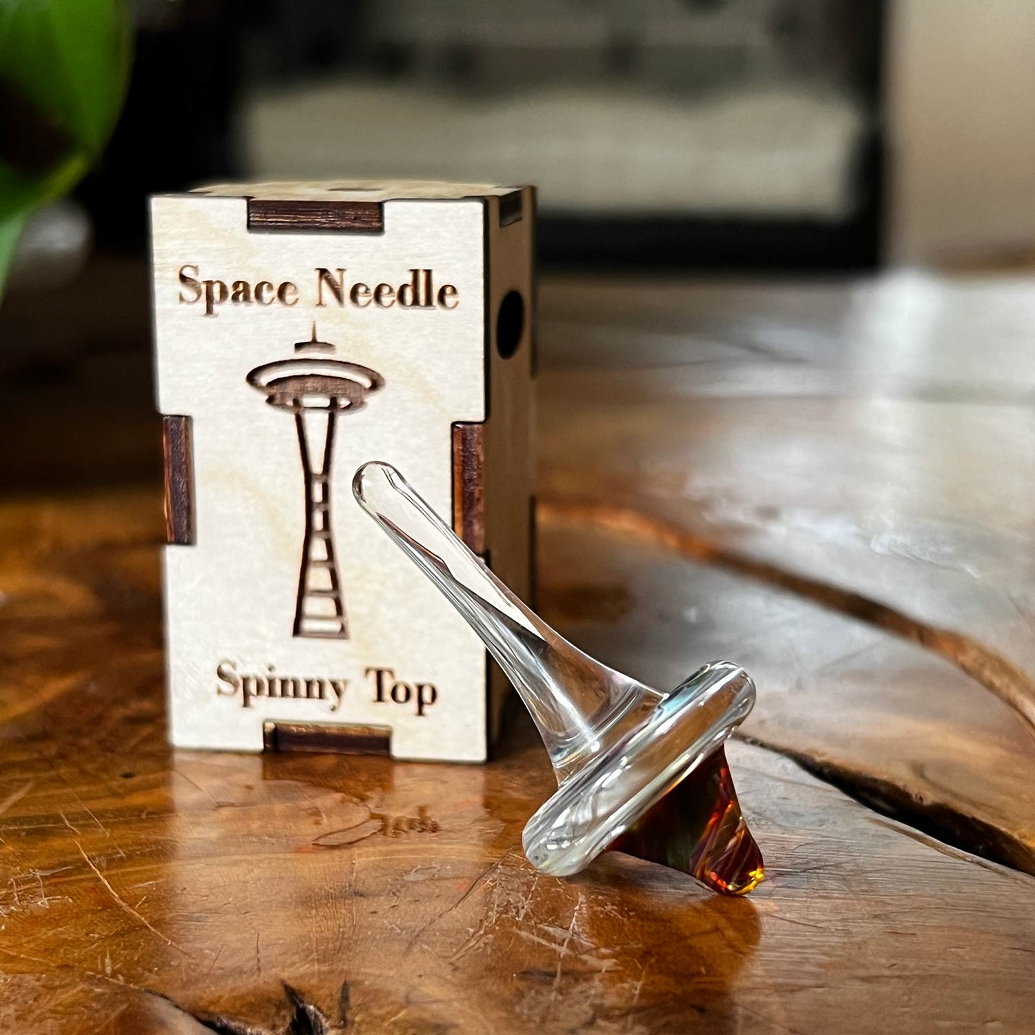 Space Needle Spinny Top Blown Glass