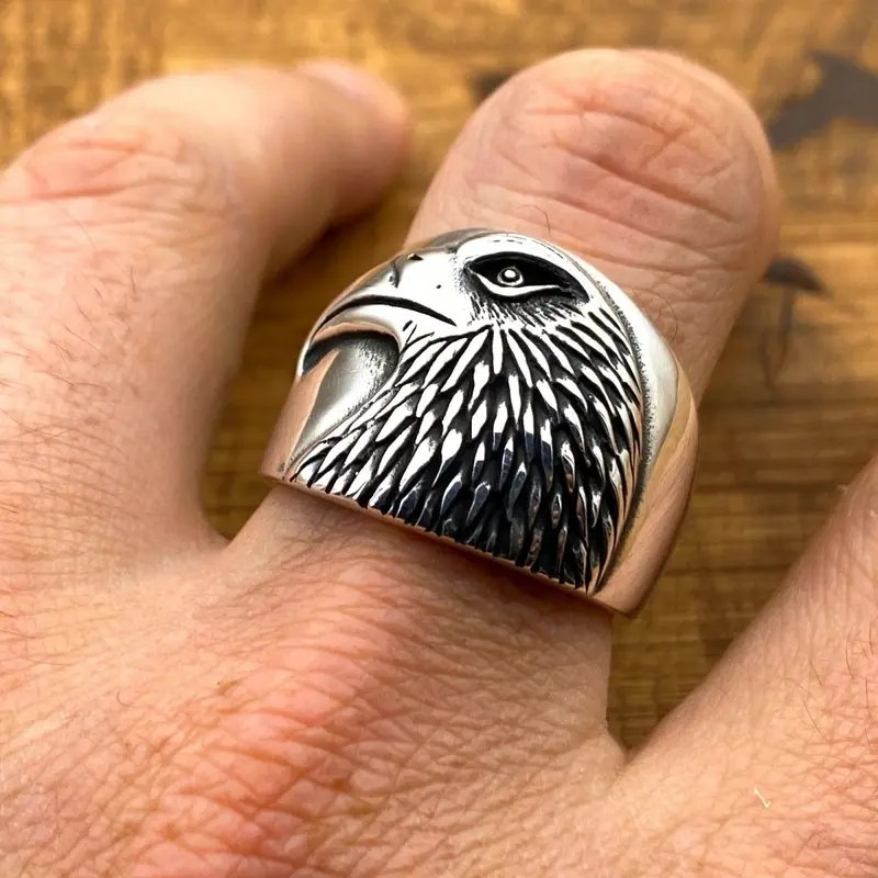 Distinctive Handmade 925 Sterling Silver Eagle Ring for Men | Unique Animal Jewelry Gift