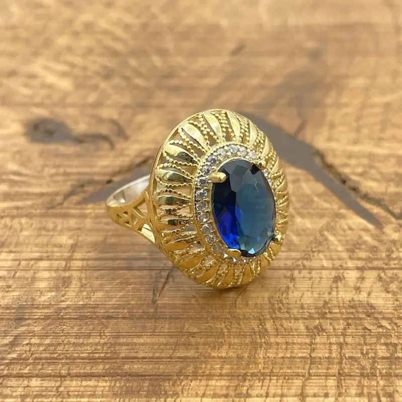 Elegant Handmade 925 Sterling Silver Blue Sapphire Ring for Women - Unique Gift for Her